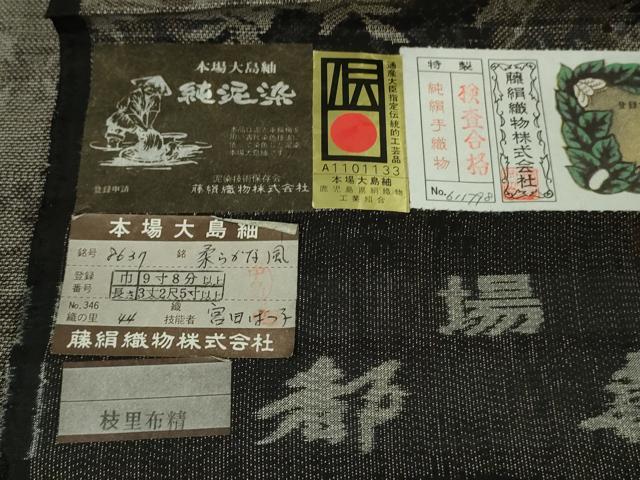平和屋着物●極上 都喜ヱ門 本場大島紬 9マルキ 柔らかな風 藤絹織物謹製 証紙付き 逸品 DZAB1931kh6