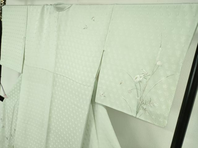 平和屋本店●極上 山口美術織物 皇室 伊勢神宮御用 西陣織 訪問着 錦繍 総刺繍 草花 白緑色地 金銀糸 冊子付き 逸品 DZAB1429kh6