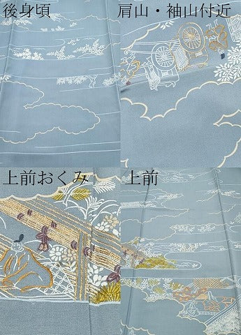 平和屋本店●極上 創業460年・千總 訪問着 刺繍 人物風景文 金糸 大丸扱い 薄花色地 逸品 CYAA4553s6