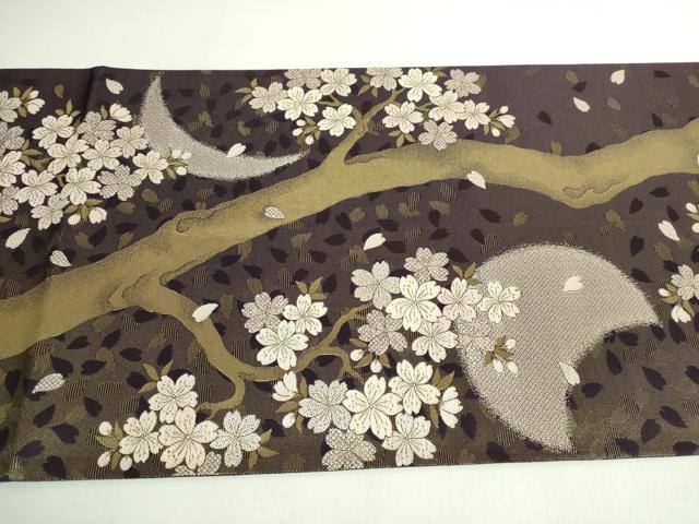 平和屋着物●極上 洛楽人工房 全通柄袋帯 唐織 夜桜 淡墨乃 金糸 逸品 DZAB6868kh6