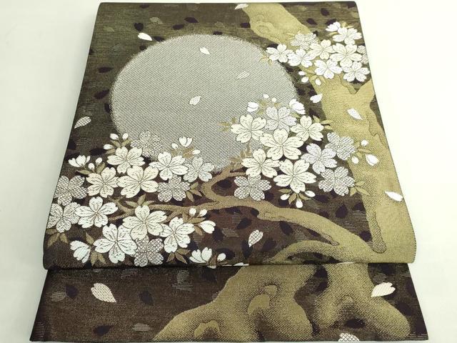 平和屋着物●極上 洛楽人工房 全通柄袋帯 唐織 夜桜 淡墨乃 金糸 逸品 DZAB6868kh6