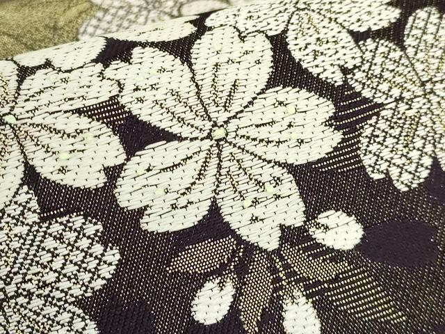 平和屋着物●極上 洛楽人工房 全通柄袋帯 唐織 夜桜 淡墨乃 金糸 逸品 DZAB6868kh6