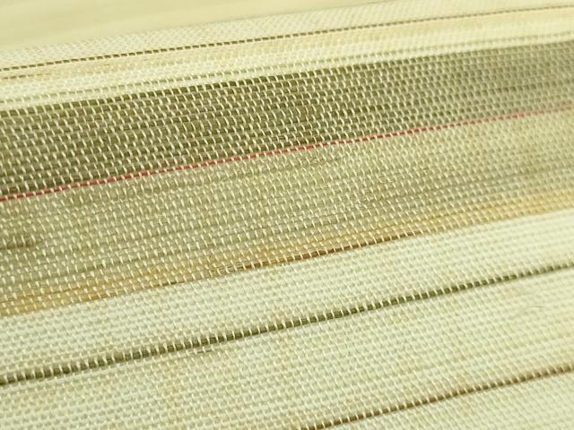 平和屋本店*極上 夏物 沖縄県無形文化財指定 本場八重山上布 麻 九寸名古屋帯 横段文 逸品 DZAB6881kh6