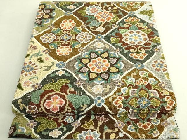 平和屋本店●最高級 中国三大刺繍 総相良刺繍 総刺繍 袋帯 200万粒 総詰め 網目花文 逸品 DZAB6893kh6