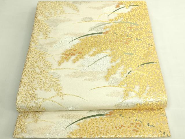 平和屋本店●極上 西陣 皇室 総理大臣献上作家 青木兄弟 全通柄袋帯 米百俵 黄金織つづれ 本金 さが美扱い 反端・共箱付 逸品 DZAB6932kh6