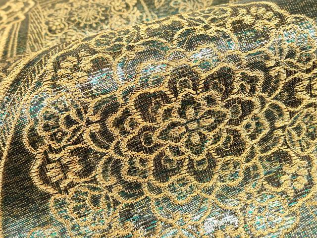 平和屋着物▼九寸名古屋帯 正倉院花文 金糸 正絹 逸品 DABE4563az