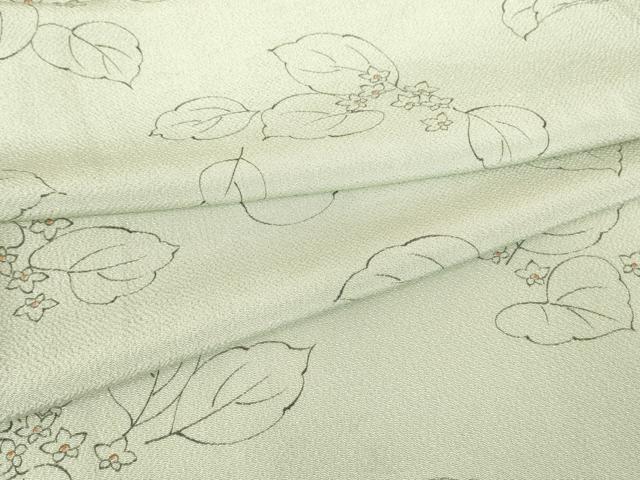 平和屋着物▽上質な小紋 単衣 草花文 鬼しぼ縮緬 正絹 逸品 DABE4647az