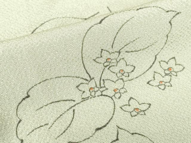 平和屋着物▽上質な小紋 単衣 草花文 鬼しぼ縮緬 正絹 逸品 DABE4647az