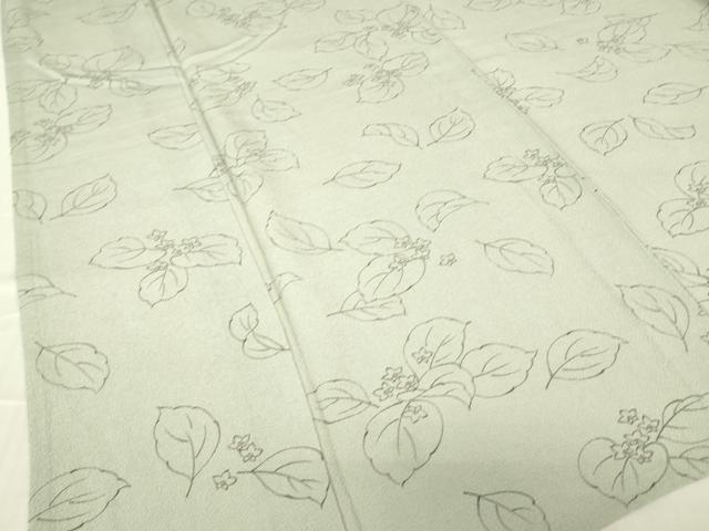 平和屋着物▽上質な小紋 単衣 草花文 鬼しぼ縮緬 正絹 逸品 DABE4647az