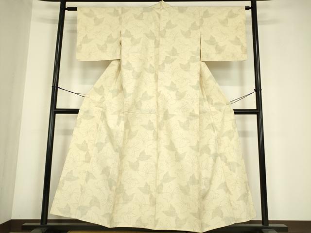 平和屋着物▽上質な紬 単衣 舞蝶文 正絹 逸品 DABE4644az