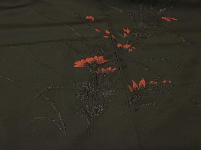 平和屋着物#羽織 総刺繍 草花文 黒地 正絹 逸品 CABF9079in