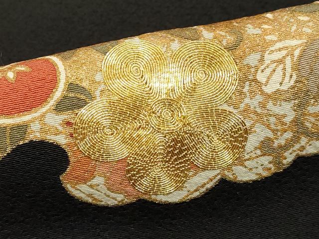 平和屋着物■豪華黒留袖 駒刺繍 雲重ね花文 金彩 正絹 逸品 DABF4165cd