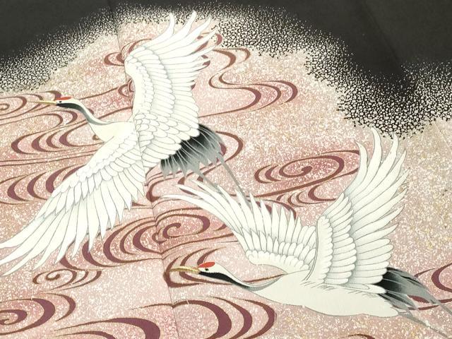 平和屋着物■豪華黒留袖 流水飛鶴文 金彩 正絹 逸品 DABF4213cd