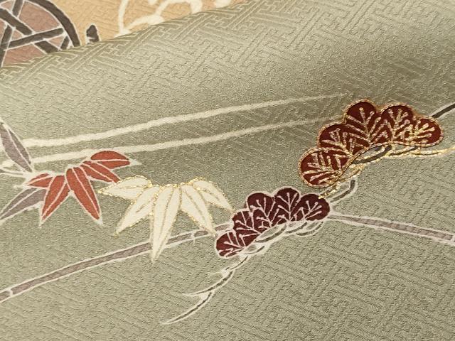 平和屋着物■訪問着 駒刺繍 立波籬松竹梅文 暈し染め 金彩 正絹 逸品 CABF9548ev