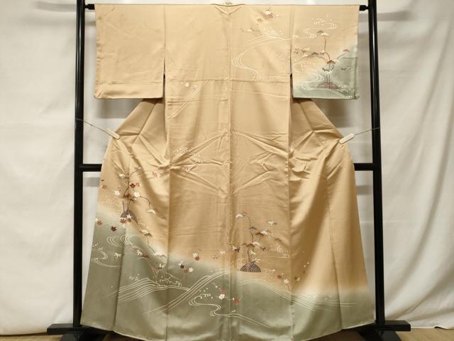 平和屋着物■訪問着 駒刺繍 立波籬松竹梅文 暈し染め 金彩 正絹 逸品 CABF9548ev