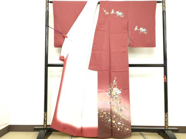平和屋着物■訪問着 地紙花文 暈し染め 金彩 三越扱い 正絹 逸品 未使用 DABF4257cd