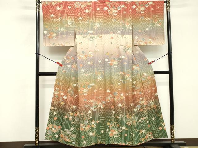 平和屋着物■訪問着草花文 暈し染め 金彩 正絹 逸品 DABF4266cd