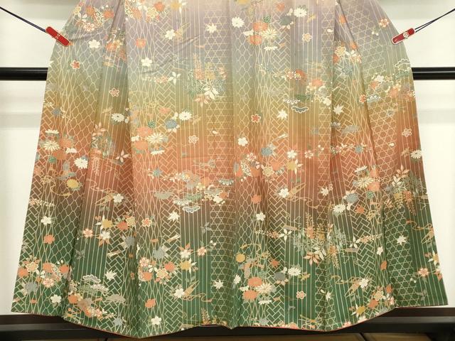 平和屋着物■訪問着草花文 暈し染め 金彩 正絹 逸品 DABF4266cd