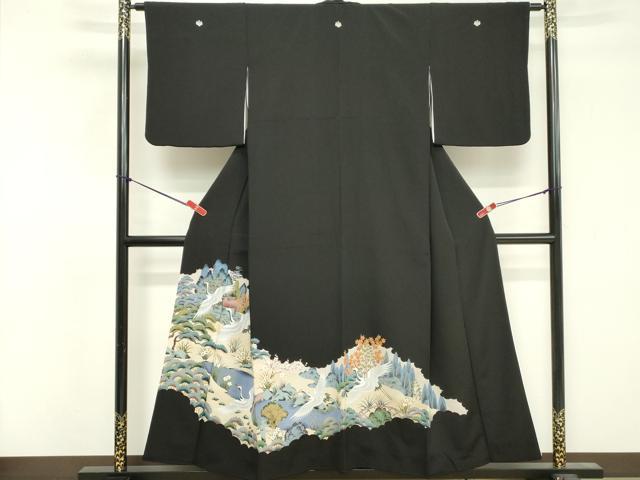平和屋着物■豪華黒留袖 飛鶴文 金彩 正絹 逸品 DABF4249cd