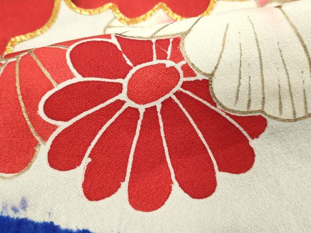 平和屋着物■豪華振袖 駒刺繍 絞り 草花文 金彩 ロング丈 正絹 逸品 DABF4285cd