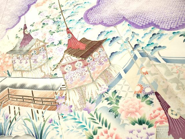 平和屋着物■豪華振袖 絞り 風景文 金彩 正絹 逸品 DABF4284cd