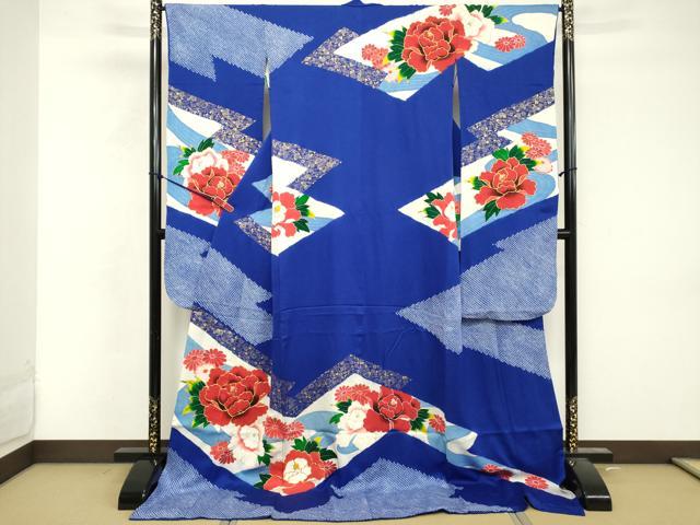 平和屋着物■豪華振袖 駒刺繍 絞り 草花文 金彩 ロング丈 正絹 逸品 DABF4285cd