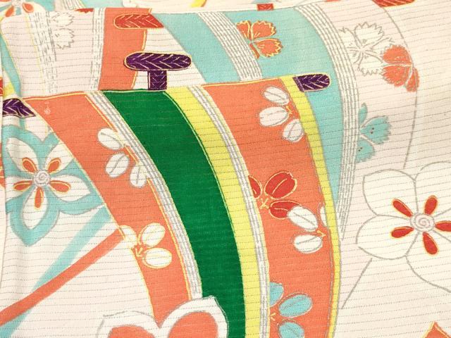 平和屋着物*夏物 七五三 女の子 3歳 祝着 三つ身 絽 几帳花文 金彩 逸品 DABE7189ma