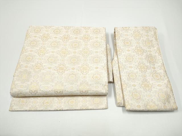平和屋着物●西陣 河合美術織物謹製 つけ帯 唐織 吉祥花文 金糸 正絹 逸品 CABG6140hy