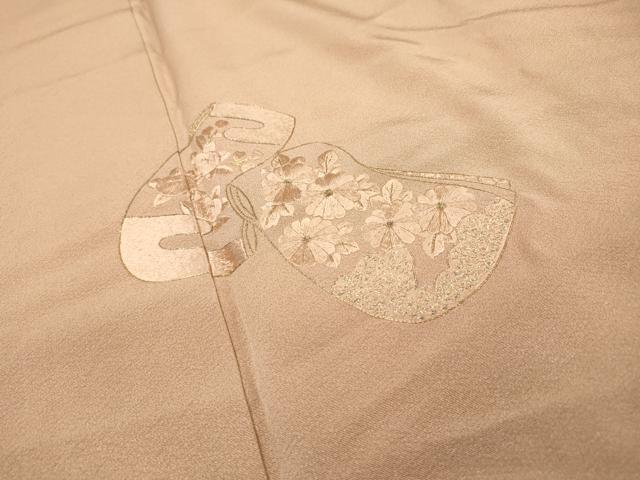 平和屋着物▼訪問着 総刺繍 誰が袖花文 金銀糸 洗柿色 正絹 逸品 DABF2074fe