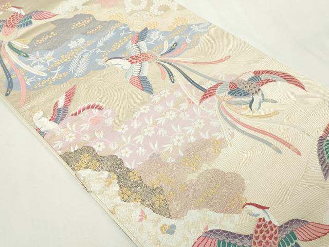 平和屋本店▼六通柄袋帯 唐織 雲取鳳凰文 本金箔 正絹 逸品 DABE9410sf