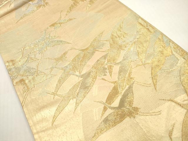 平和屋着物◎六通柄袋帯 扇面飛鶴文 金銀糸 正絹 逸品 DABF5231xg