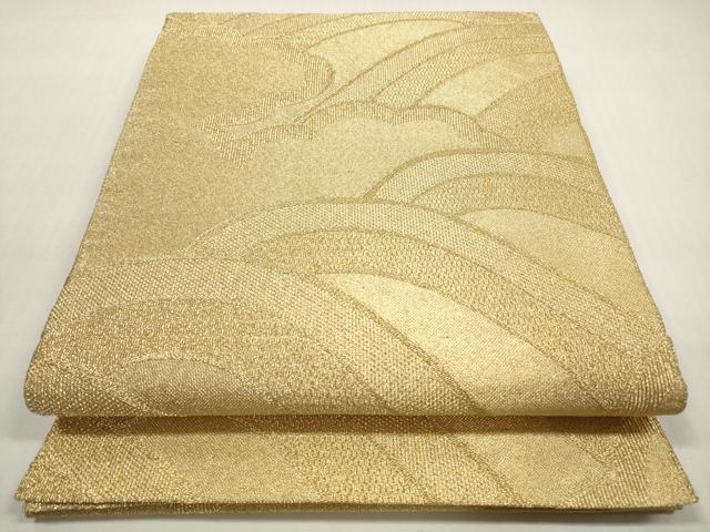 平和屋着物◎綴れ 八寸名古屋帯 雲重ね立波文 金糸 正絹 逸品 DABF5198xg