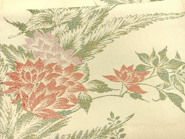 平和屋着物■上質なお召 草花文 金糸 正絹 逸品 BAAX2366hv