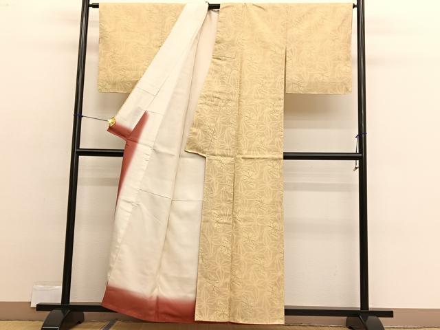 平和屋着物■上質な紬 麻の葉文様 正絹 逸品 未使用 BAAX2424hv