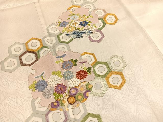 平和屋着物■中国三大刺繍 相良刺繍 訪問着 駒刺繍 雪輪有職花文 金彩 正絹 逸品 BAAX2411hv