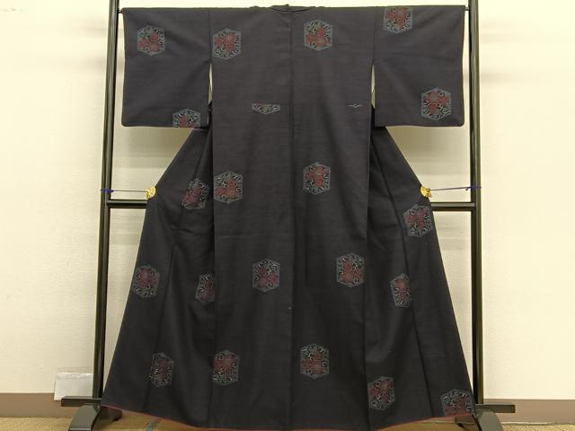 平和屋着物■上質な紬 亀甲花文 正絹 逸品 BAAX2423hv