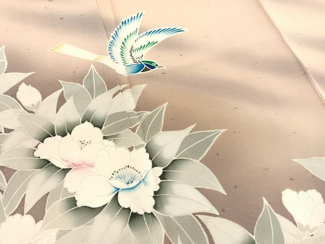 平和屋着物■訪問着 花鳥文 暈し染め 正絹 逸品 未使用 BAAX2438hv