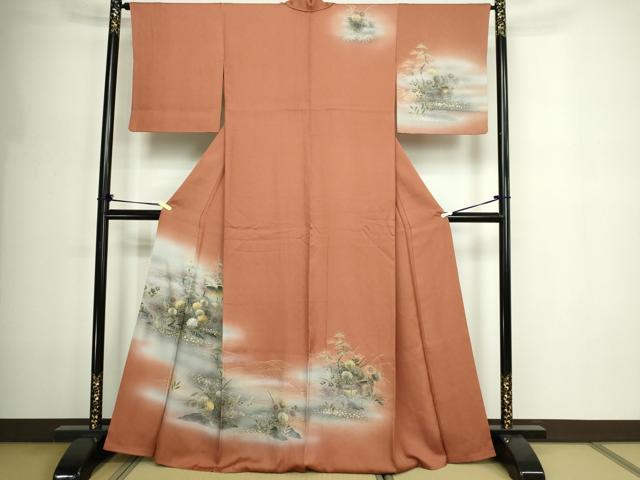 平和屋着物■訪問着 風景草花文 暈し染め 金彩 正絹 逸品 DABE9496sf