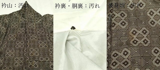 平和屋着物■本場大島紬 幾何学花文 正絹 逸品 DABE9490sf