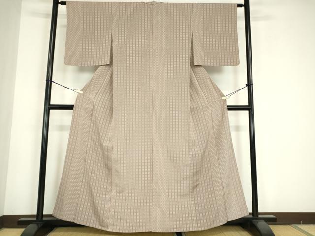 平和屋着物▽上質なお召 単衣 変わり縞 正絹 逸品 DABE4721az