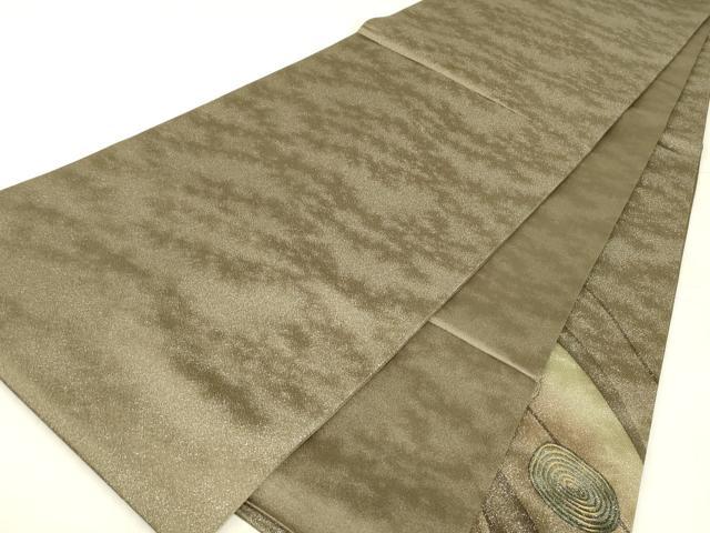 平和屋着物▼太鼓柄袋帯 流水丸文 銀通し地 正絹 逸品 DABE4776az