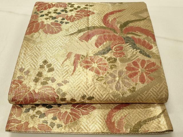 平和屋着物◎佐賀錦 六通柄袋帯 鳳凰花文 金糸 正絹 逸品 DABF6539qp