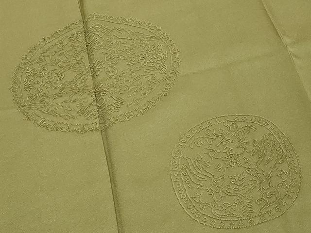 平和屋着物■中国三大刺繍 相良刺繍 無地絵羽訪問着 動物丸文 草色 正絹 逸品 DABF4432cd