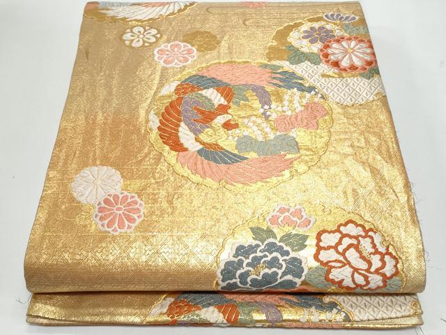 平和屋着物◎佐賀錦 六通柄袋帯 唐織 雪輪鳳凰花文 金糸 正絹 逸品 CABG5008fb