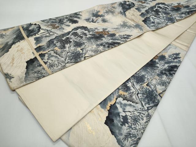 平和屋着物◎六通柄袋帯 人物文 金糸 正絹 逸品 CABG5007fb