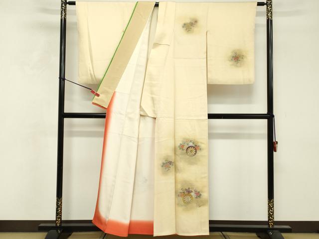 平和屋着物■訪問着 刺繍 花車文 暈し染め 金彩 正絹 逸品 DABF4457cd