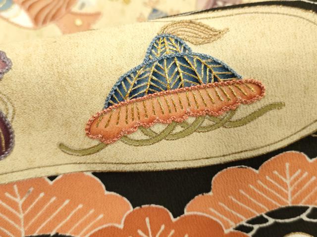 平和屋着物■豪華黒留袖 駒刺繍 宝尽くし 金彩 正絹 逸品 DABF4446cd
