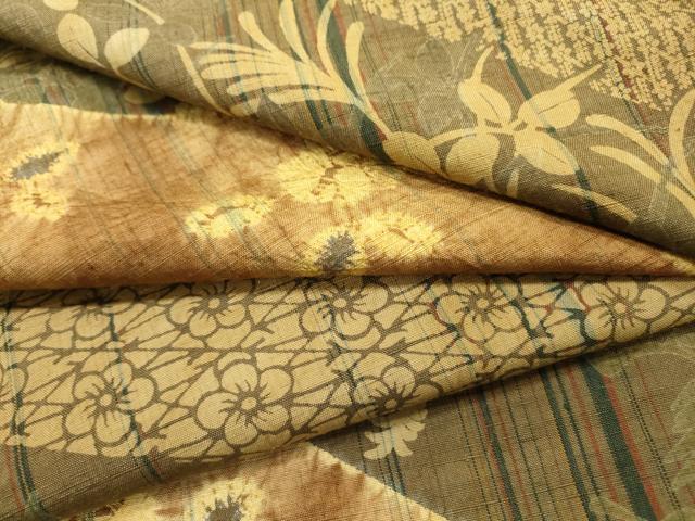 平和屋着物●上質な紬 絞り 草花間道 正絹 逸品 DABF2280fe