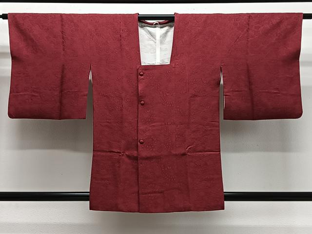 平和屋着物#羽織 草花地紋 濃紅色 さが美扱い 正絹 逸品 CABG3870ua