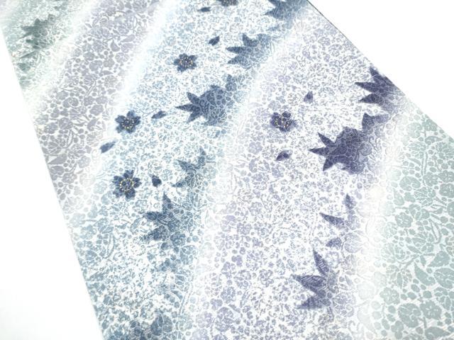 平和屋着物●両面 六通柄袋帯 宇治茶の葉染 輪奈染 草花文 金糸 やまと誂製 正絹 逸品 CABG8869hy